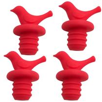 Kit com 4 Tampa Rolha De Silicone Formato Pássaro para Garrafas Vinho Espumante