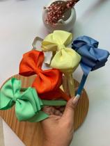 Kit com 4 tiaras cores variadas com laço triplo cruzado com pontas