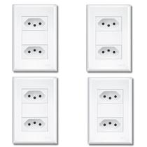 Kit Com 4 Tomadas Duplas Brancas 2p+t 10a/250v Evidence Fame