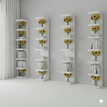 Kit com 4 torres de parade organizador livros estante vertical decoração premium albergoni branco