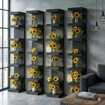 Kit com 4 torres de parade organizador livros estante vertical decoração premium albergoni preto