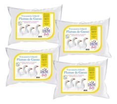 Kit com 4 Travesseiro de Plumas de Ganso - Bebe