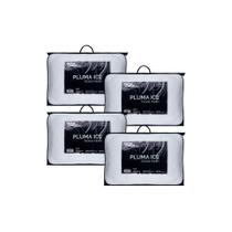 Kit Com 4 Travesseiros Fibra Pluma Ice Hipoalergênico Master