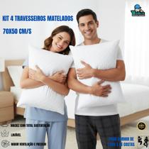 Kit com 4 Travesseiros Laváveis Matelados Antialérgicos 70x50cm