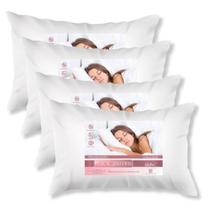 Kit com 4 Travesseiros Percal 200 Fios Fibra Siliconada 70 X 50 Centímetros Branco Casa Dona Kit com 4 Travesseiros Percal 200 Fios Fibra Siliconada 70 X 50 Centímetros Branco Casa Dona