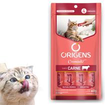 Kit Com 4 Tubos Petiscos Para Gatos Origens Creminho Sabor Carne 60g Kit Com 4 Tubos Petiscos Para Gatos Origens Creminho Sabor Carne 60g