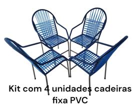 KIT com 4 unidades cadeiras fixa PVC transado Areia terraço KIT com 4 unidades cadeiras fixa PVC transado Areia terraço