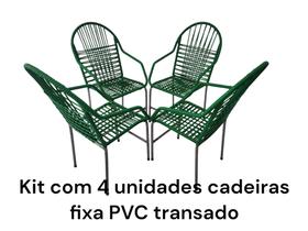 KIT com 4 unidades cadeiras fixa PVC transado Areia terraço