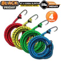 Kit com 4 Unidades de Corda Elástica 2m x 8mm com Gancho Fertak Tools