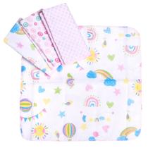 Kit com 4 Unidades Pano Paninho Fralda de Boca para Bebe Babete Paninho Limpeza Alimentação 100% Alg