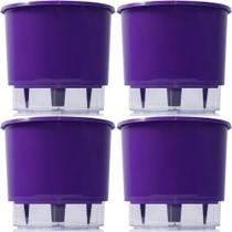 Kit Com 4 Vaso Raiz Auto Irrigável N3 16x14cm Roxo Planta