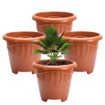 Kit com 4 Vasos de Chão Redondos Médios 9 Litros para Plantas e Jardins