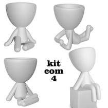 Kit Com 4 Vasos Decorativos Branco Robert Plant Bob Suculentas - MarxGreg 3D