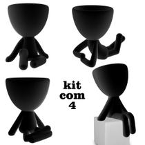 Kit Com 4 Vasos Decorativos Preto Robert Plant Suculentas Kit Com 4 Vasos Decorativos Preto Robert Plant Suculentas