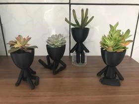 Kit Com 4 Vasos Decorativos Preto Robert Plant Suculentas - MarxGreg 3D
