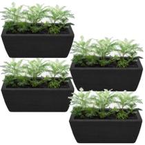 kit com 4 Vasos Jardineira Floreira de chão Horta e temperos em casa Polietileno 64cm