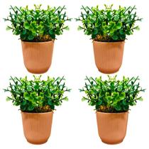 Kit Com 4 Vasos Vasinhos Plantas Flores Artificial