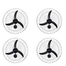 Kit Com 4 Ventiladores Osc Parede 60 Cm New Preto