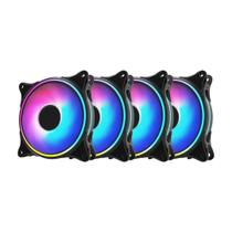 Kit com 4 Ventoinhas Alligator Shop WIND RGB Rainbow 120MM Preto KITFANALL4