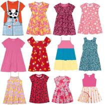 Kit com 4 Vestidos Infantil de Verão Menina 1 ao 10 anos Barato