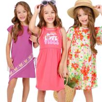 Kit com 4 Vestidos Infantil de Verão Menina 1 ao 10 anos Barato Kit com 4 Vestidos Infantil de Verão Menina 1 ao 10 anos Barato