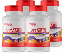 Kit Com 4 Vitamin Promel Vit C, D E Zinco 60 Caps De 750Mg