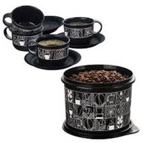 Kit com 4 xícara pra café+ caixa para armazenar Tupperware original