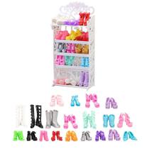 Kit com 40 Pares de Sapatos Para Bonecas Barbie + Mini Sapateira