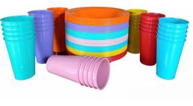 Kit Com 40 Pratos Fundos Plásticos Mais 40 Copos 250 Ml