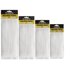Kit com 400 Fitas Herman Cinta Plástica 3.6x100 3.6x150 3.6x200 3.6x300mm Abraçadeiras Nylon Branca