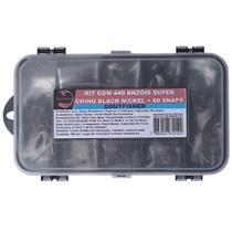 Kit Com 440 Anzóis Super Chinu Black Nickel + 60 Snap Quick Lock