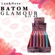 Kit com 48 Batom Bala Cobertura Extrema Hidratante Glamour Lua e Neve