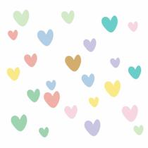 Kit com 48 Corações 5, 4 e 3 cm Adesivo De Parede Coração Colorido Infantil - Tons Pasteis - Adesivo Rei