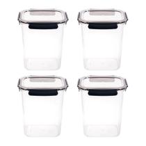 Kit com 4Un de Potes Herméticos de Silicone e Plástico Incolor 25x21x14cm e 4000ml de Capacidade
