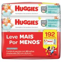 Kit com 4x Huggies One & Done Pacote 48un - Total 192