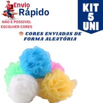 Kit Com 5, 3 ou 1 Esponjas De Banho Nylon Grande Bucha Esfoliante Toque Macio Suave Com Cordão Kit Com 5, 3 ou 1 Esponjas De Banho Nylon Grande Bucha Esfoliante Toque Macio Suave Com Cordão