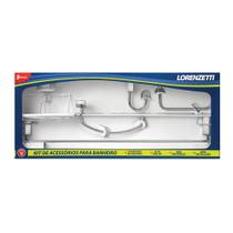 Kit com 5 Acessórios para Banheiro Way Cromado Lorenzetti Kit com 5 Acessórios para Banheiro Way Cromado Lorenzetti