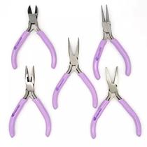 Kit Com 5 Alicates Montagem De Bijuterias Lilás Princess