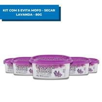 Kit com 5 Anti Mofo Secar Original Lavanda 80g Desumificador Guarda Roupa Gaveta Armario Closet