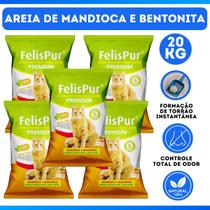 Kit Com 5 Areias de Gato de Mandioca e Bentonita Sem Odor
