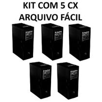 Kit com 5 arquivo facíl pasta polionda econômico polibras nf cor:preto