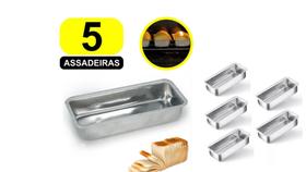 Kit Com 5 Assadeira Forma Tabuleiro Para Pão Bolo Inglês Gelo Bolo Cuca Alumínio Grosso IF 35 N 2