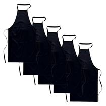 Kit com 5 Avental Frontal Liso Oxford Preto