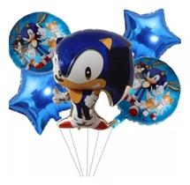 Kit Com 5 Balões de Látex Para Decoração Sonic The Hedgehog