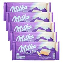 Kit com 5 barras chocolate branco importado milka 100g