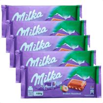 Kit com 5 barras de chocolate importado com avelas crocantes Kit com 5 barras de chocolate importado com avelas crocantes