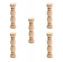 Kit com 5 Bases torneadas de Pinus M para trio de boleira decorativo para festa haste torneada em madeira torno torneado da boleira media