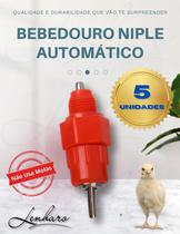 Kit com 5 Bebedouros Automáticos padrão Niple para Aves, Galinha, Frangos, Codornas / Bebedor - LMS-DW-BN-1005 - Lenharo