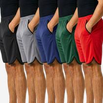 Kit com 5 Bermudas Shorts Masculino Esportivo Fitness Leve com Bolsos Laterais