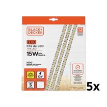 Kit com 5 black & decker fita led2835 15w m 2700k 5m 12v